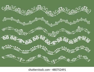 Calligraphic decorative elements with lines