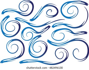 Calligraphic decorative elements with lines