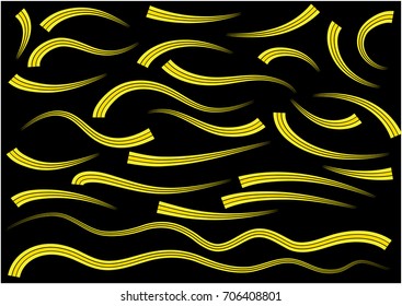 Calligraphic decorative elements with lines