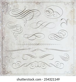 Calligraphic decorative elements on textured background