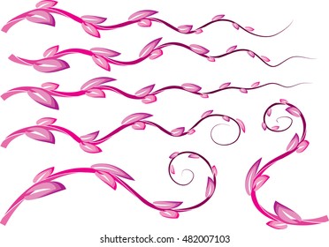 Calligraphic decorative elements with plant lines