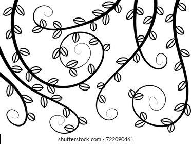 Calligraphic decorative elements with plant lines