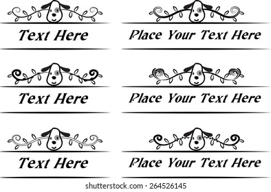 Calligraphic decorative elements with puppy