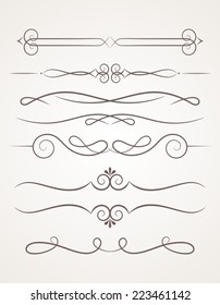 Calligraphic decorative elements. Set of design elements.