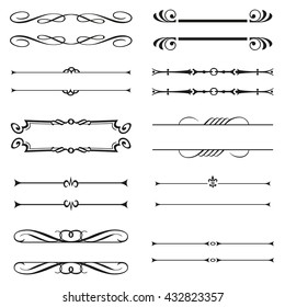 Calligraphic decorative elements. Set of design elements.
