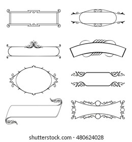 Calligraphic decorative elements. Set of design elements.
