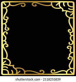 Calligraphic Decorative frame rectangular background with Ornamental golden design, vintage border frame, Vector
