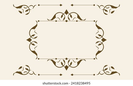 Calligraphic Decorative frame rectangular background with Ornamental design, vintage border frame. - Vector.