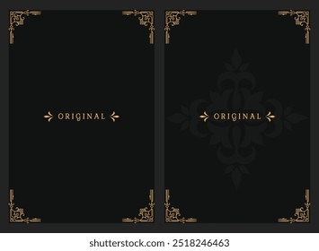 Calligraphic Decorative frame rectangular background with Ornamental golden design, vintage border frame, Vector