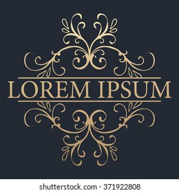 Calligraphic design element. Boutique brand, golden logo design template. Vector illustration