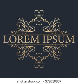 Calligraphic design element. Boutique brand, golden logo design template. Vector illustration