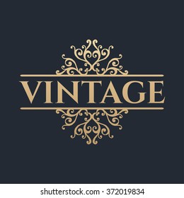 Calligraphic design element. Boutique brand, golden logo design template. Vector illustration