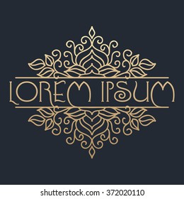 Calligraphic design element. Boutique brand, golden logo design template. Vector illustration