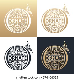 Calligraphic design element. Boutique brand, golden logo design template. Vector illustration
