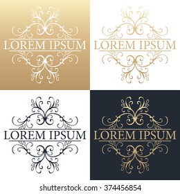 Calligraphic design element. Boutique brand, golden logo design template. Vector illustration