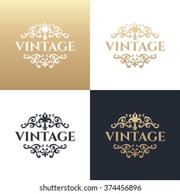 Calligraphic design element. Boutique brand, golden logo design template. Vector illustration