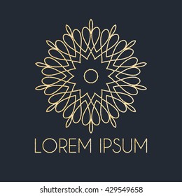 Calligraphic design element. Boutique brand, golden logo design template. Vector illustration