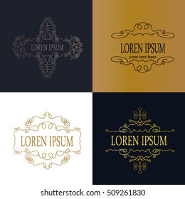 Calligraphic design element. Boutique brand, golden logo design template. Vector illustration
