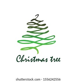 calligraphic design element Christmas tree vector