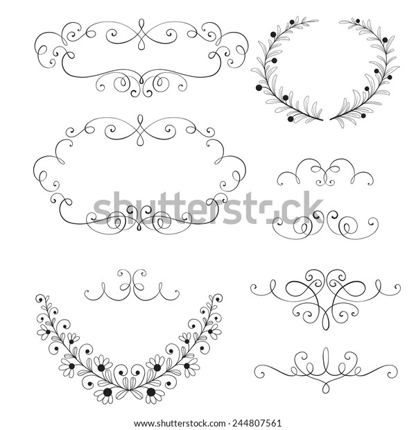 Calligraphic design element and page decoration.\
Page decor element for calligraphy design. Retro elements\
collection. (black and\
white)
