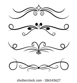Calligraphic design element set number one. Vector illustration.