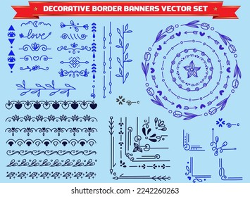 Calligraphic design element set, swirl ornament. Decorative curls, swirls flourishes, divider, swashes