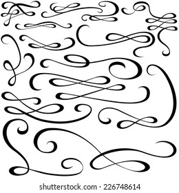 Calligraphic Design Elements - Black Illustration, Vector