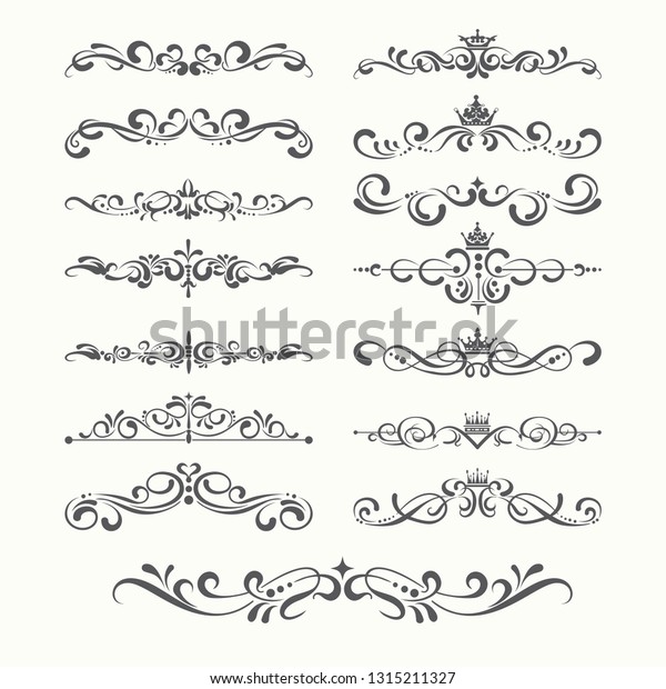 Calligraphic Design Elements Borders Twist Scroll Stock Vector (Royalty ...