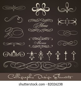 Calligraphic design elements - dark background