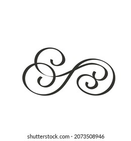 Elementos de diseño caligráfico. Giro decorativo, Desplazamiento y divisor.