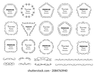 Calligraphic design elements . Decorative swirls or scrolls, vintage frames , flourishes, labels and dividers. Retro vector illustration.