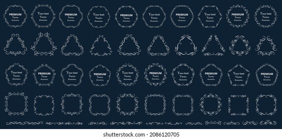 Elementos de diseño caligráfico. Remolques decorativos o rollos, marcos vintage , florecimiento, etiquetas y divisores. Ilustración vectorial retro