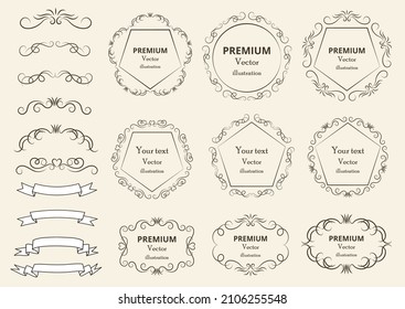Calligraphic design elements . Decorative swirls or scrolls, vintage frames , flourishes, labels and dividers. Retro vector illustration.
