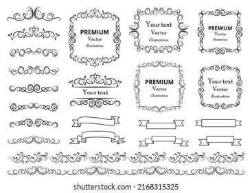 Elementos de diseño caligráfico. Remolques decorativos o rollos, marcos vintage , florecimiento, etiquetas y divisores. Ilustración vectorial retro	
