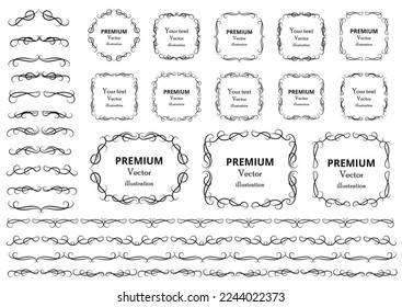 Calligraphic design elements . Decorative swirls or scrolls, vintage frames , flourishes, labels and dividers. Retro vector illustration.	
