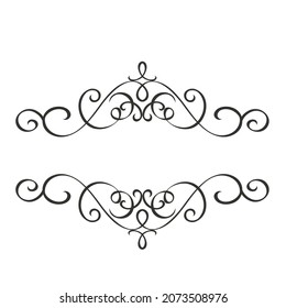 Calligraphic Design Elements . Decorative Swirls,Scrolls and Dividers. Vintage Vector Illustration.