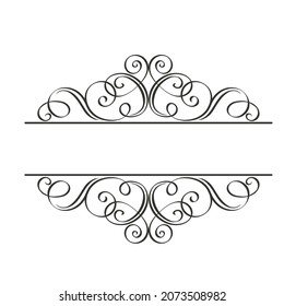 Calligraphic Design Elements . Decorative Swirls,Scrolls and Dividers. Vintage Vector Illustration.