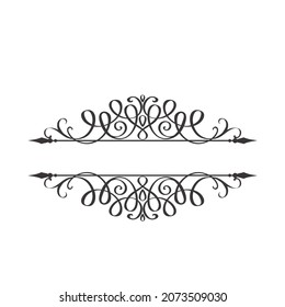 Elementos de diseño caligráfico. Remolques decorativos, Desplazamientos y Divisores. Ilustración vectorial vintage.