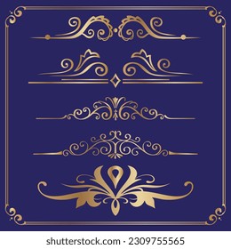 calligraphic design elements dividers decorations and delimiters set vector illustration