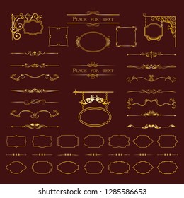 Calligraphic design elements. Dividers, frames of different shapes
