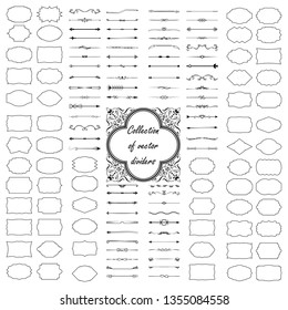Calligraphic design elements. Dividers, frames of different shapes