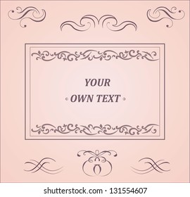 Calligraphic design elements.  Frame. Vector.