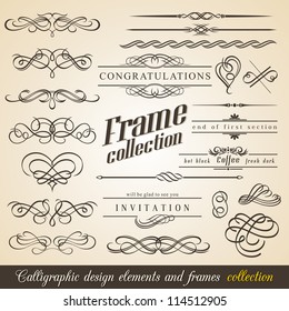 Calligraphic Design Elements and Frames. Vintage Collection. Vector.