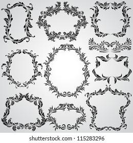 Calligraphic design elements and page decoration vintage frames