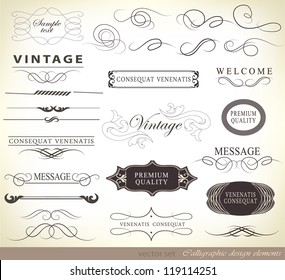 calligraphic design elements and page decoration/ vector set