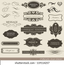 calligraphic design elements, page decoration and label/ vector set