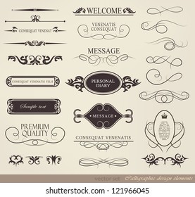 calligraphic design elements and page decoration/ vector set