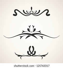 Calligraphic design elements. Elements for page decoration.