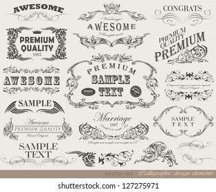 calligraphic design elements and page decoration/ vector set