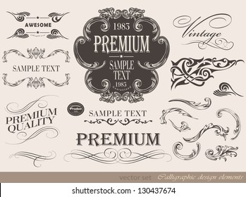 calligraphic design elements and page decoration/ vector set
